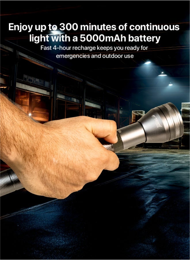 Team Ultra‑Bright Rechargeable LED Flashlight – 1500m Long Range, 5000mAh Battery, 5W XPG LED, 520 Lumens, Waterproof, Shockproof, Heavy‑Duty Torch for Camping, Hiking, Emergency & Security Use - Image 2